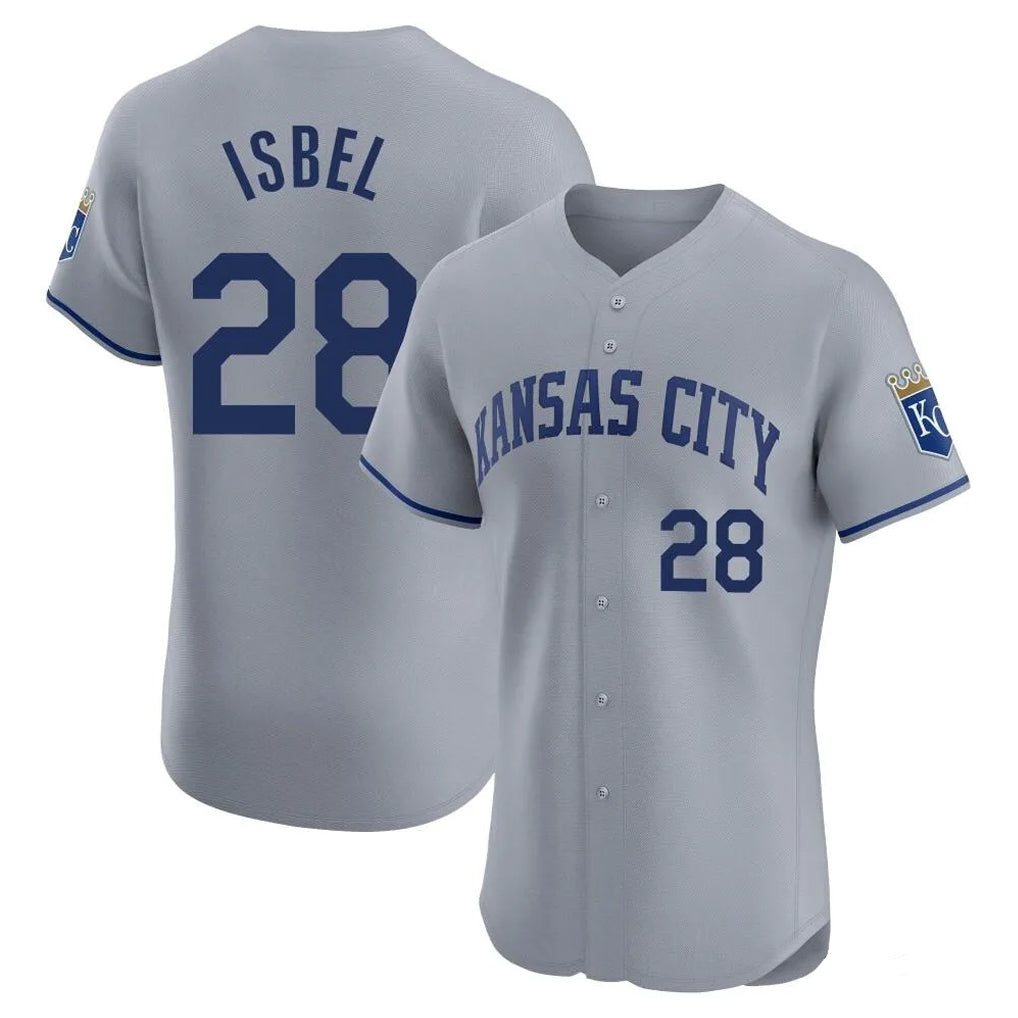 KC.Royals #28 Kyle Isbel Player Gray Limited Elite Home Hdoa Stitched Jerseys