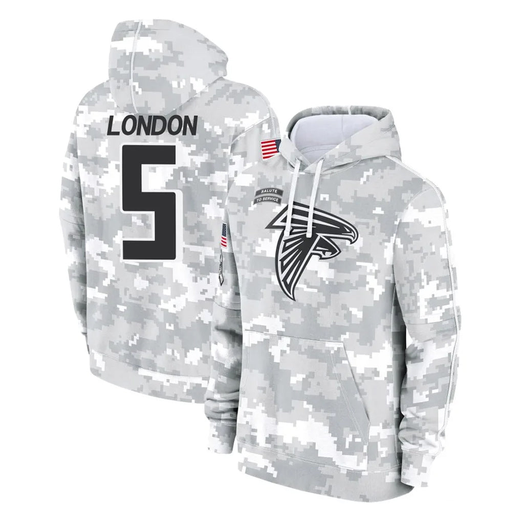 A.Falcons #5 Drake London Player Camo Arctic Salute to Service Hoodies Limited Hdoa Stitched Jerseys