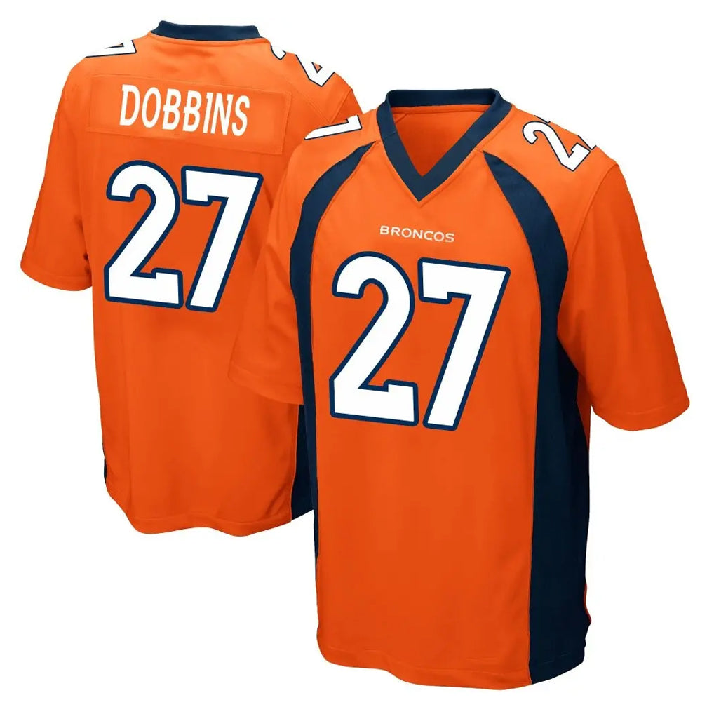 D.Broncos #27 J.K. Dobbins Player Orange Color Home Game Hdoa Stitched Jerseys
