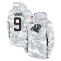 C.Panthers #9 Bryce Young Player Arctic Camo Salute to Service Pullover Hoodies Limited Game Hdoa Stitched Jerseys
