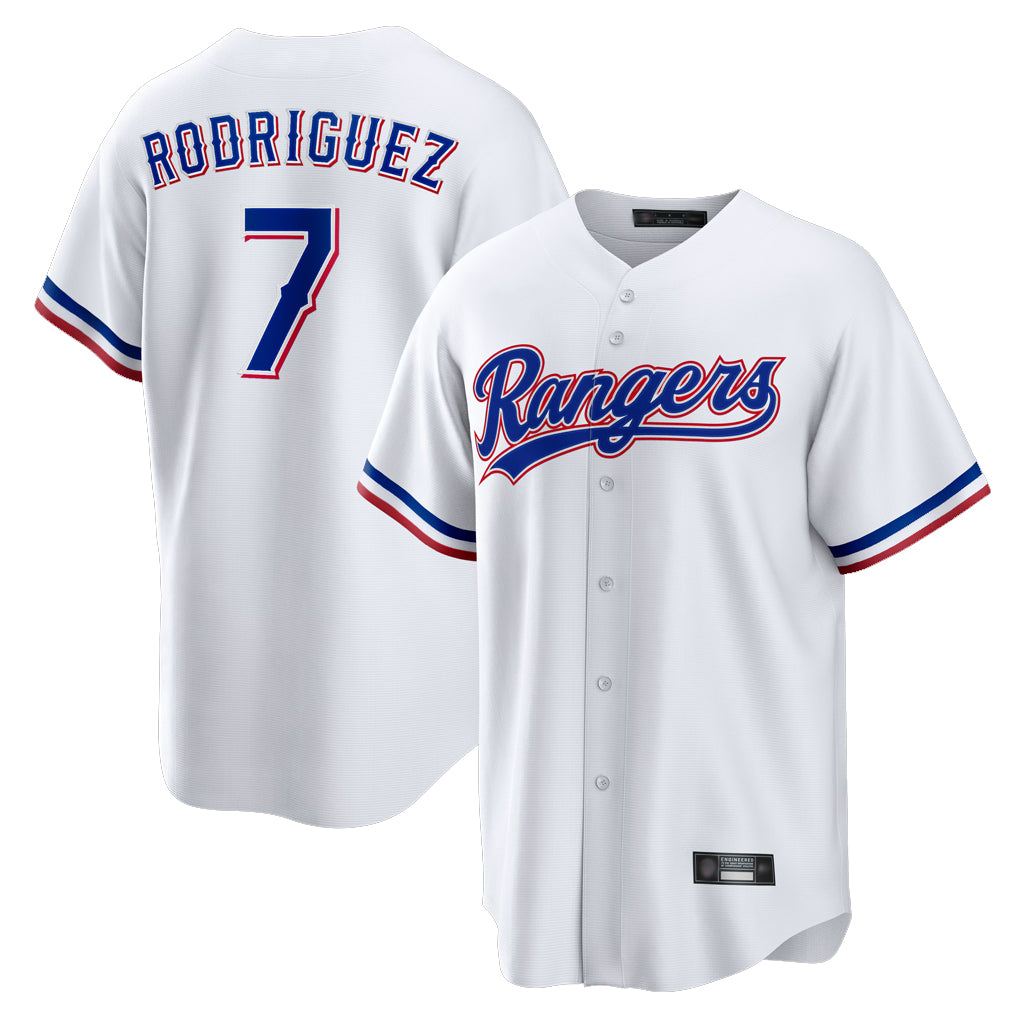 T.Rangers #7 Ivan Rodriguez Player White Home Game Hdoa Stitched Jerseys