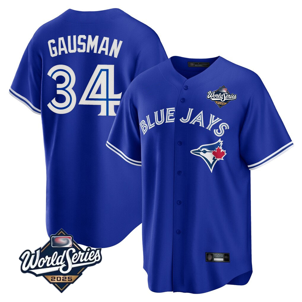T.Blue Jays #34 Kevin Gausman Player Royal 2025 World Series Limited Hdoa Stitched Jerseys