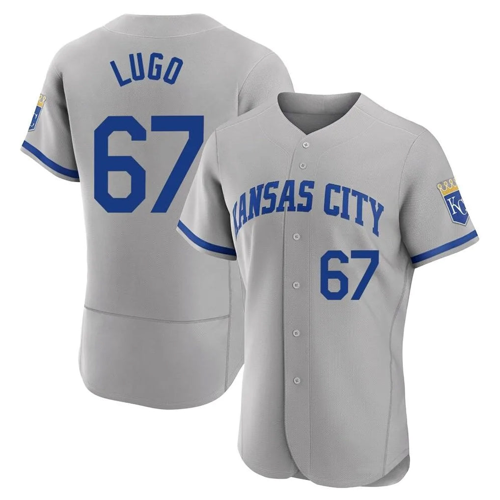 KC.Royals #67 Seth Lugo Player Gray Limited Elite Home Game Hdoa Stitched Jerseys