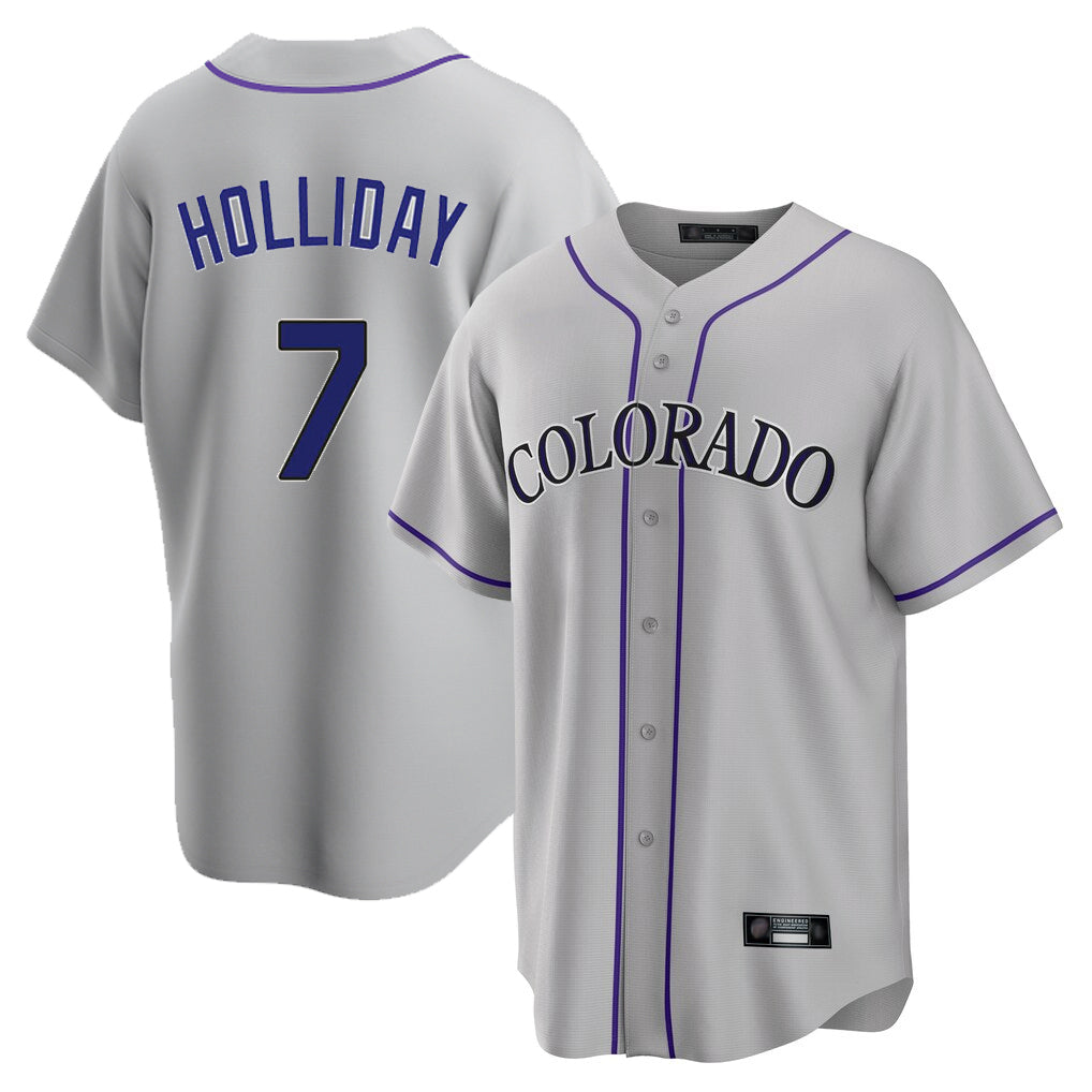 C.Rockies #7 Matt Holliday Player Gray Game Home Hdoa Stitched Jerseys