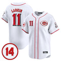 C.Reds #11 Barry Larkin Player White Vapor Premier Limited Home Hdoa Stitched Jerseys