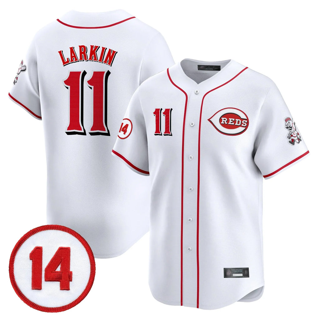C.Reds #11 Barry Larkin Player White Vapor Premier Limited Home Hdoa Stitched Jerseys