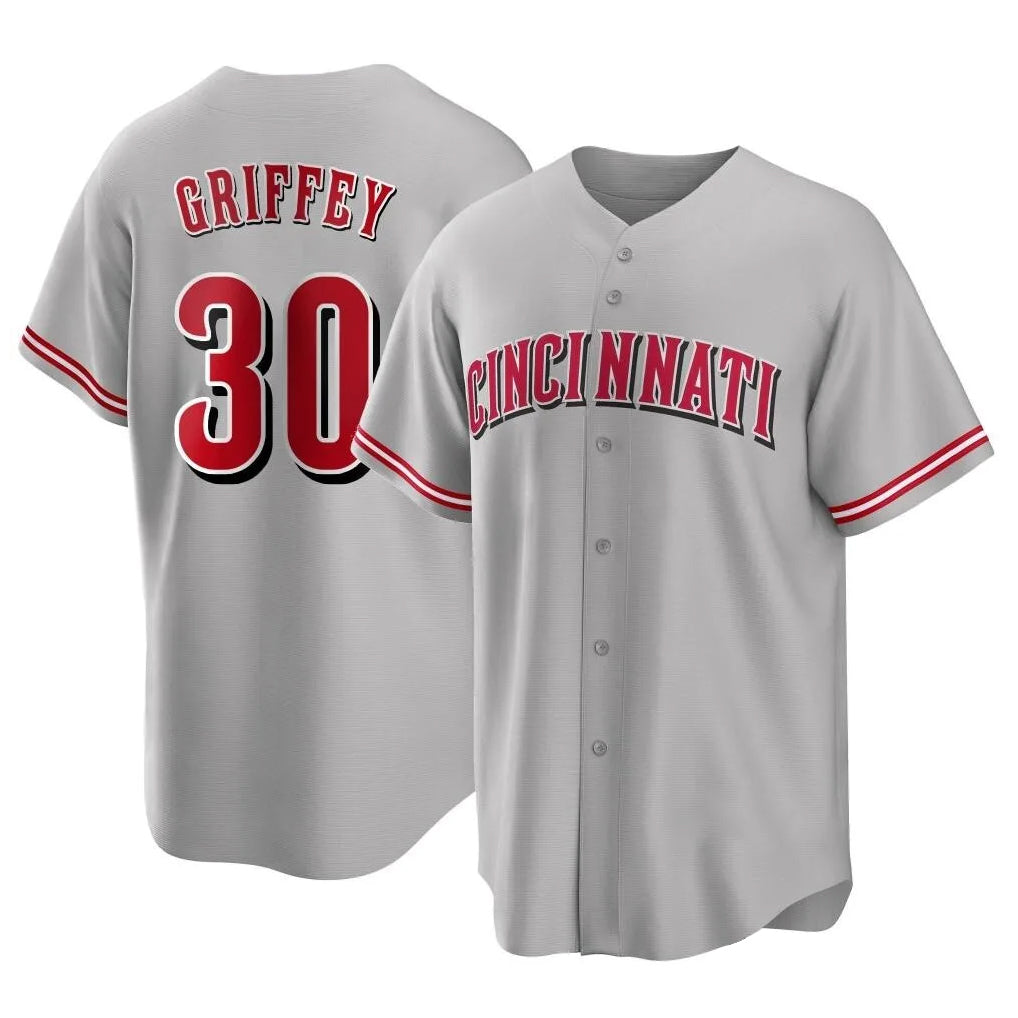C.Reds #30 Ken Griffey Player Gray Home Game Hdoa Stitched Jerseys