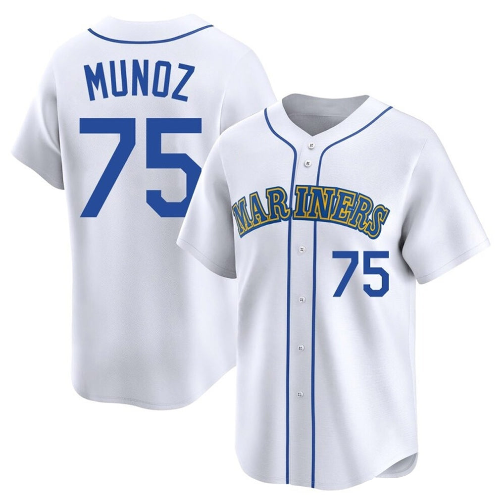 S.Mariners #75 Andres Munoz Player White Throwback Cooperstown Collection Home Limited Hdoa Stitched Jerseys