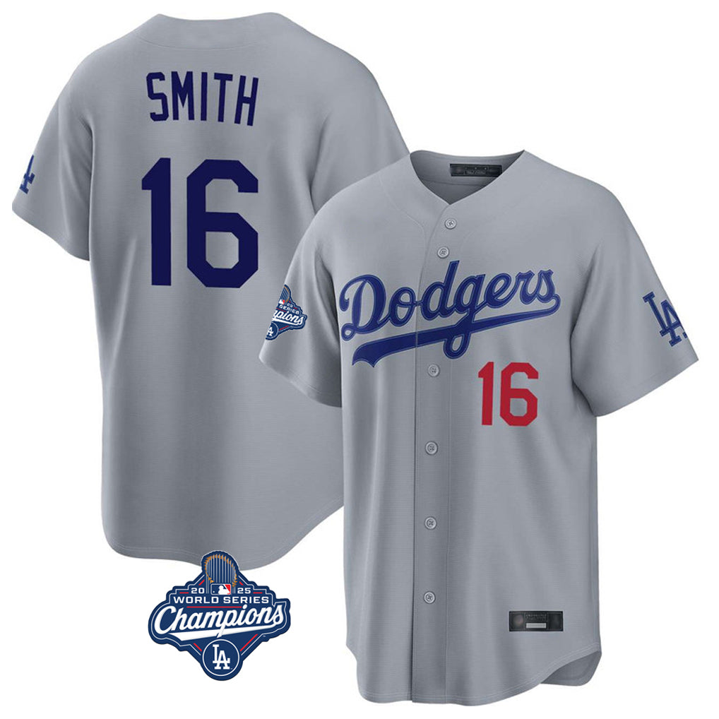 LA.Dodgers #16 Will Smith Player Gray World Series Meet Game Home Hdoa Stitched Jerseys