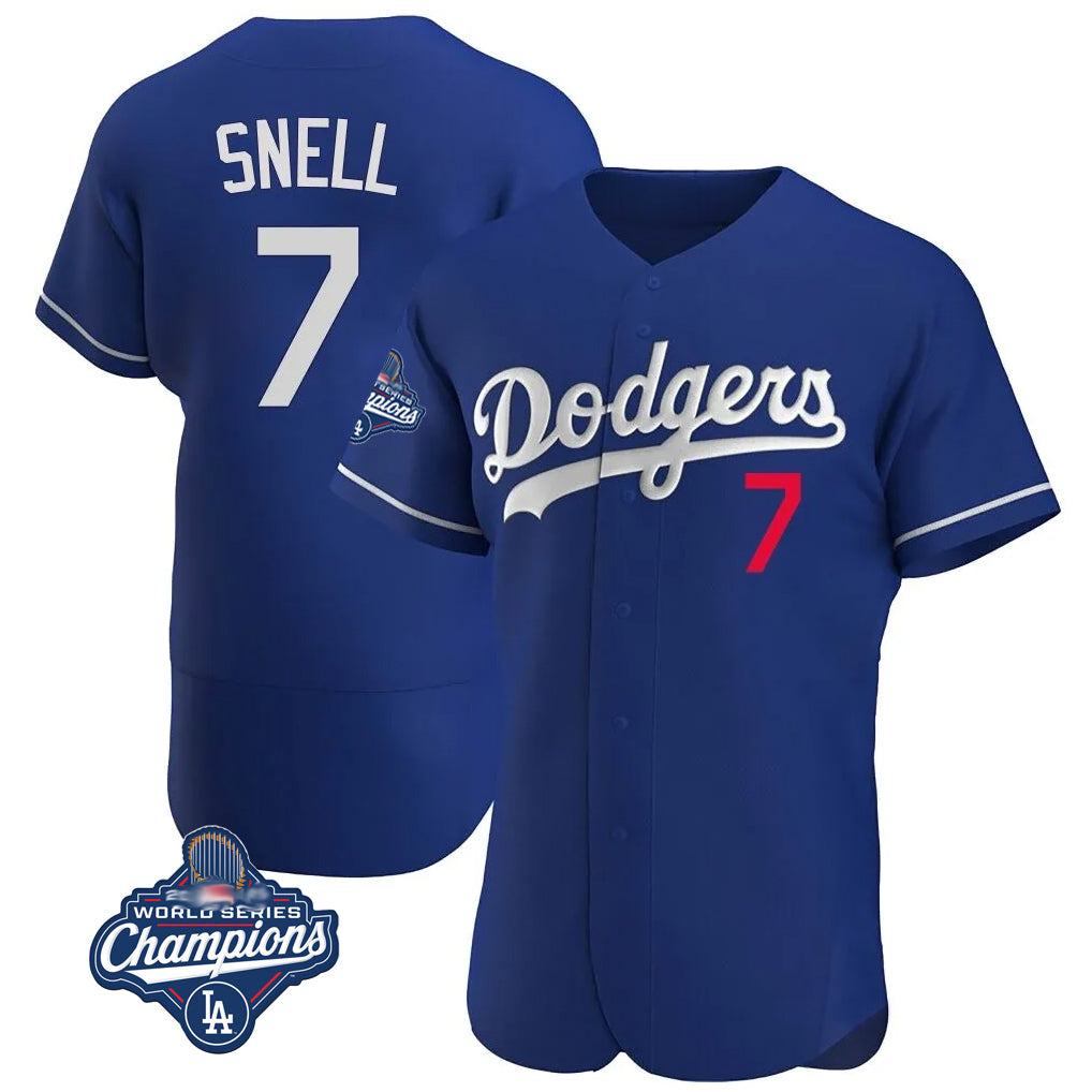 LA.Dodgers #7 Blake Snell Player Royal Limited Elite World Series Meet Home Hdoa Stitched Jerseys