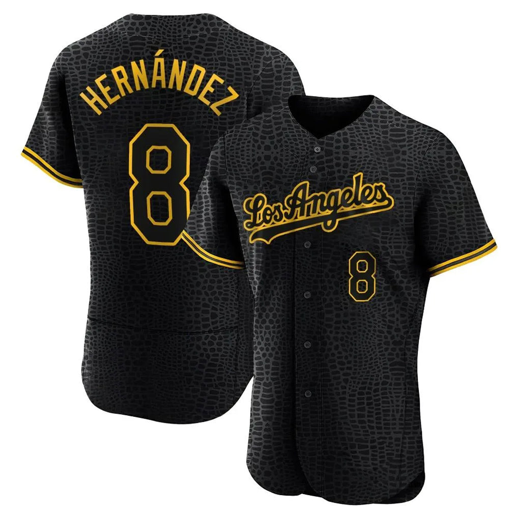 LA.Dodgers #8 Enrique Hern¨¢ndez Player Black Snake Skin City Limited Elite Home Hdoa Stitched Jerseys