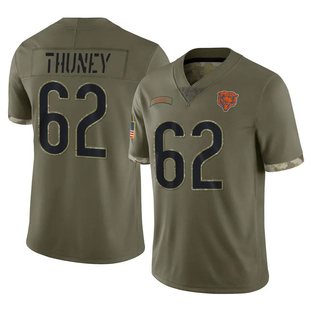 C.Bears #62 Joe Thuney Player Olive Salute to Service Limited Game Hdoa Stitched Jerseys
