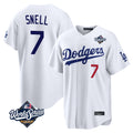 LA.Dodgers #7 Blake Snell Player White Game World Series Home Hdoa Stitched Jerseys
