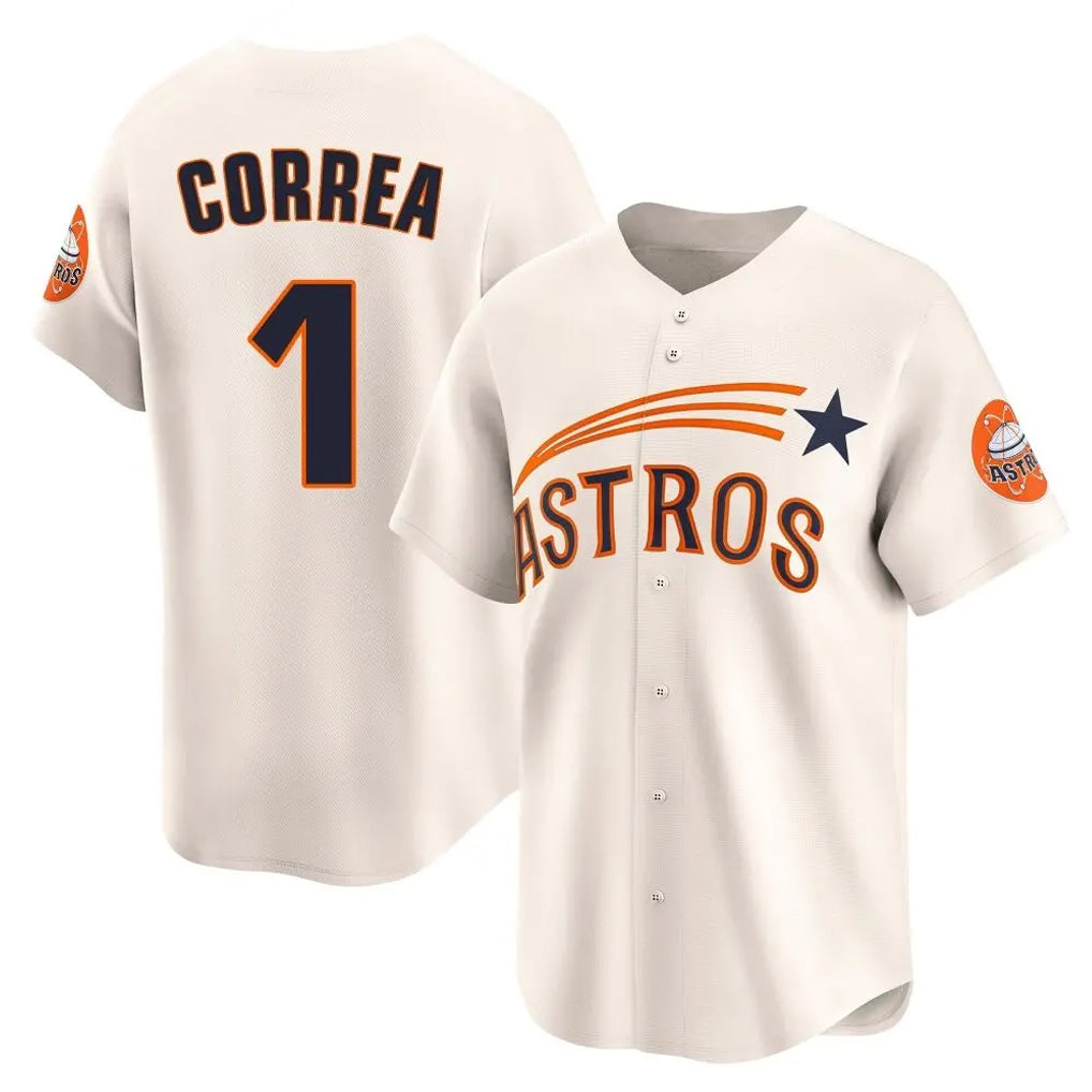 H.Astros #1 Carlos Correa Player Cream Throwback Cooperstown Collection Limited Hdoa Stitched Jerseys