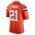 C.Browns #21 Denzel Ward Player Orange Vapor Limited Home Game Hdoa Stitched Jerseys