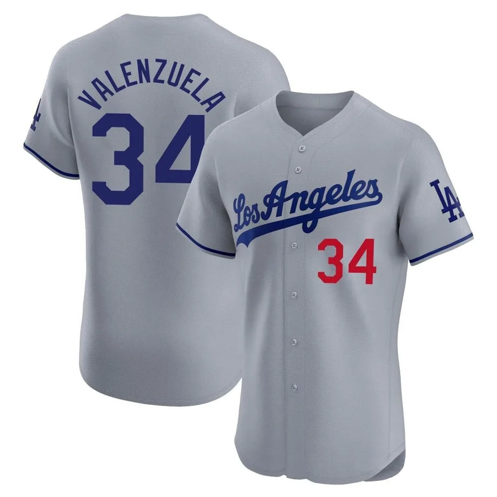 LA.Dodgers #34 Fernando Valenzuela Player Gray Limited Elite Home Hdoa Stitched Jerseys