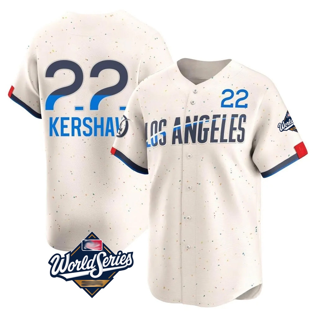 LA.Dodgers #22 Clayton Kershaw Player Cream World Series City Connect Limited Home Hdoa Stitched Jerseys