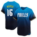 P.Phillies #16 Brandon Marsh Player Blue City Connect Home Limited Hdoa Stitched Jerseys