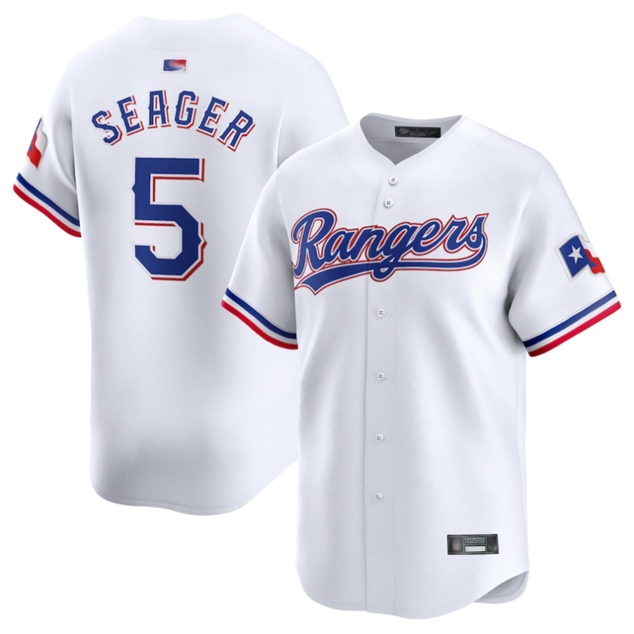 T.Rangers #5 Corey Seager Player White Home Limited Hdoa Stitched Jerseys