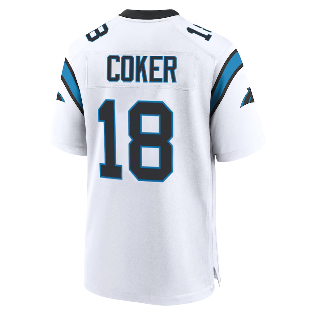 C.Panthers #18 Jalen Coker Player White Home Game Hdoa Stitched Jerseys