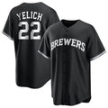 M.Brewers #22 Christian Yelich Player Black Game Home Hdoa Stitched Jerseys