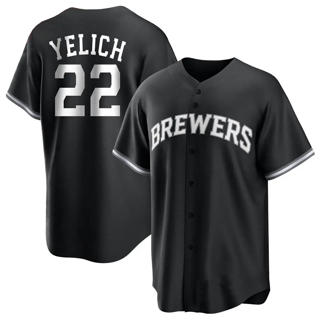 M.Brewers #22 Christian Yelich Player Black Game Home Hdoa Stitched Jerseys