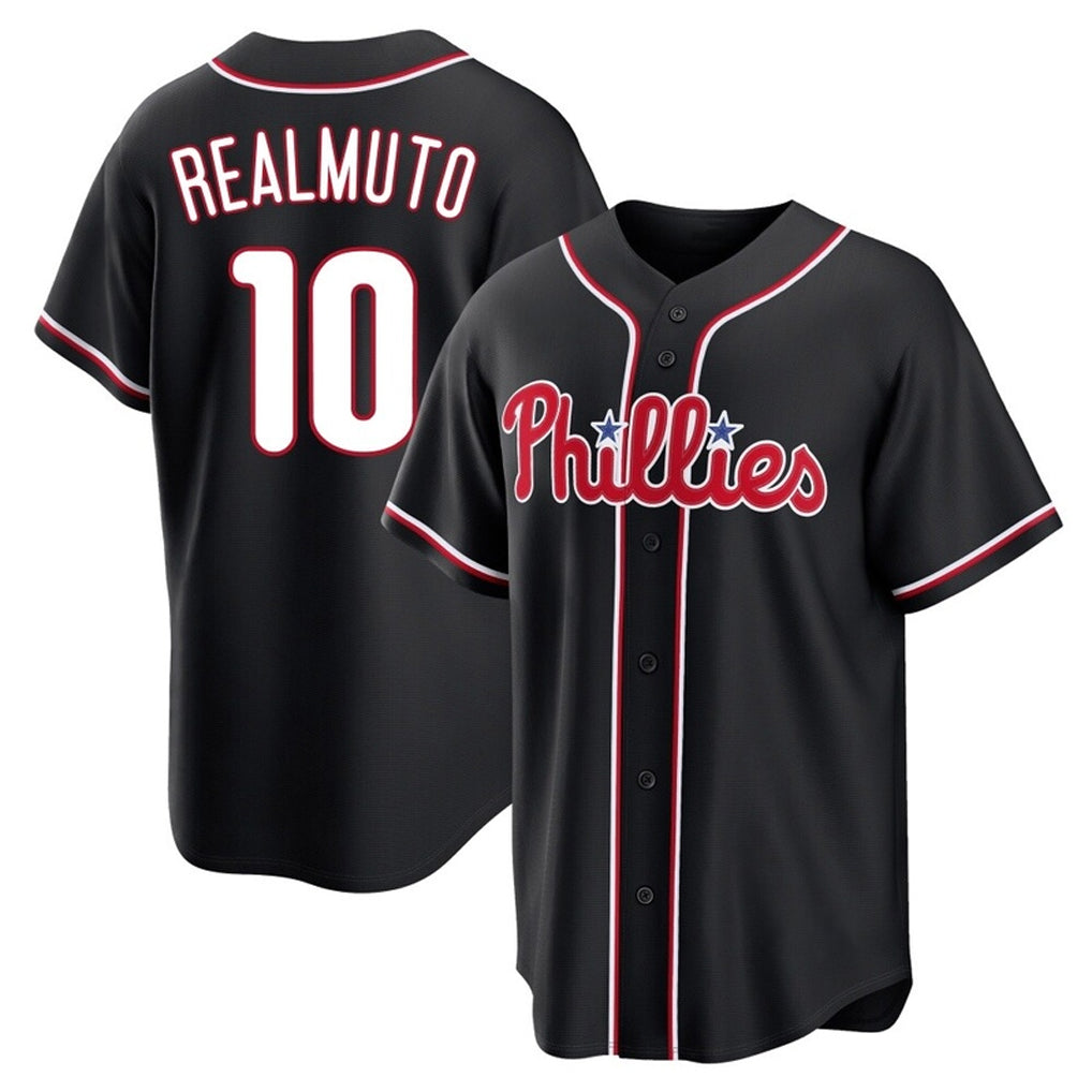 P.Phillies #10 J.T. Realmuto Player Black Fashion Out Home Game Hdoa Stitched Jerseys