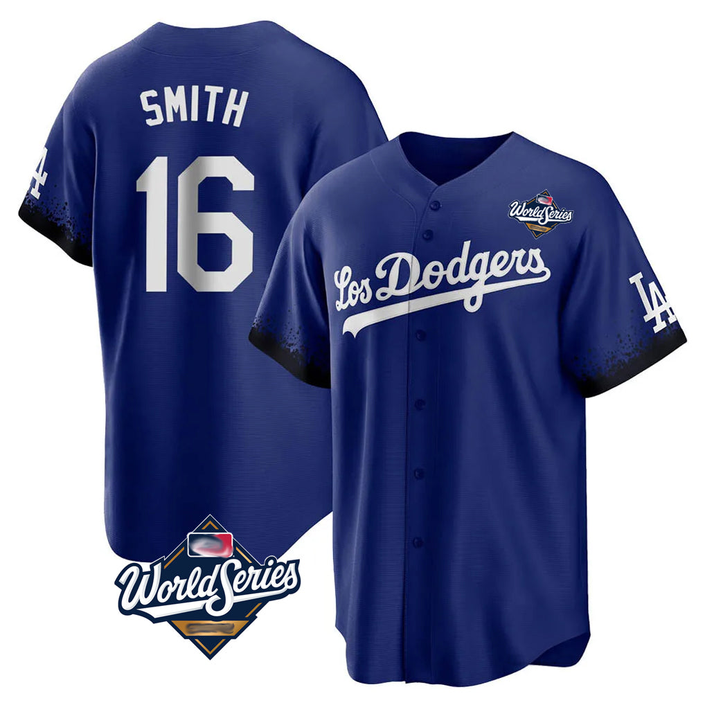 LA.Dodgers #16 Will Smith Player Royal World Series City Connect Home Game Hdoa Stitched Jerseys