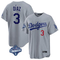 LA.Dodgers #3 Edwin D¨ªaz Player Gray World Series Meet Game Home Hdoa Stitched Jerseys
