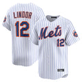 NY.Mets #12 Francisco Lindor Player White Home Limited Hdoa Stitched Jerseys