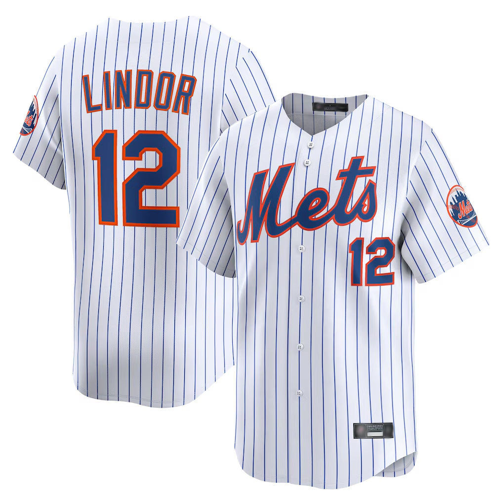NY.Mets #12 Francisco Lindor Player White Home Limited Hdoa Stitched Jerseys