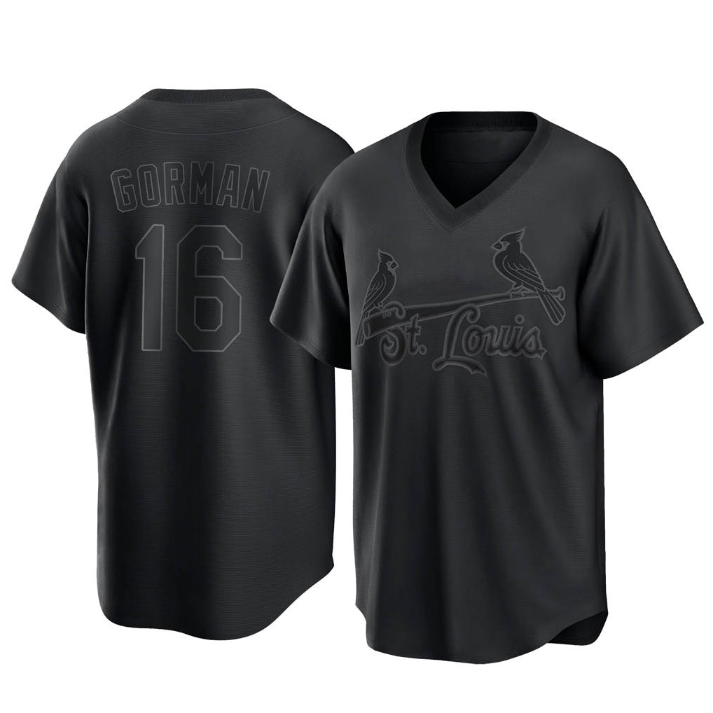 St. Louis Cardinals #16 Nolan Gorman Player Black City Connect T-shirt Hdoa Stitched Jerseys