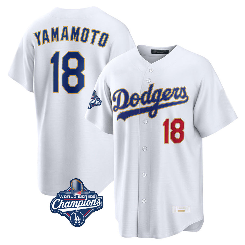 LA.Dodgers #18 Yoshinobu Yamamoto Player Gold White World Series Meet 2026 Collection Stadium Limited Hdoa Stitched Jerseys