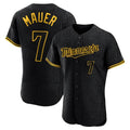 M.Twins #7 Joe Mauer Player Black Snake Skin City Home Limited Elite Hdoa Stitched Jerseys
