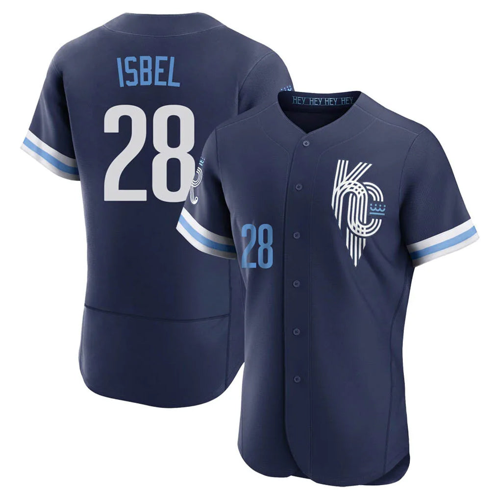 KC.Royals #28 Kyle Isbel Player Navy City Connect Limited Elite Home Hdoa Stitched Jerseys