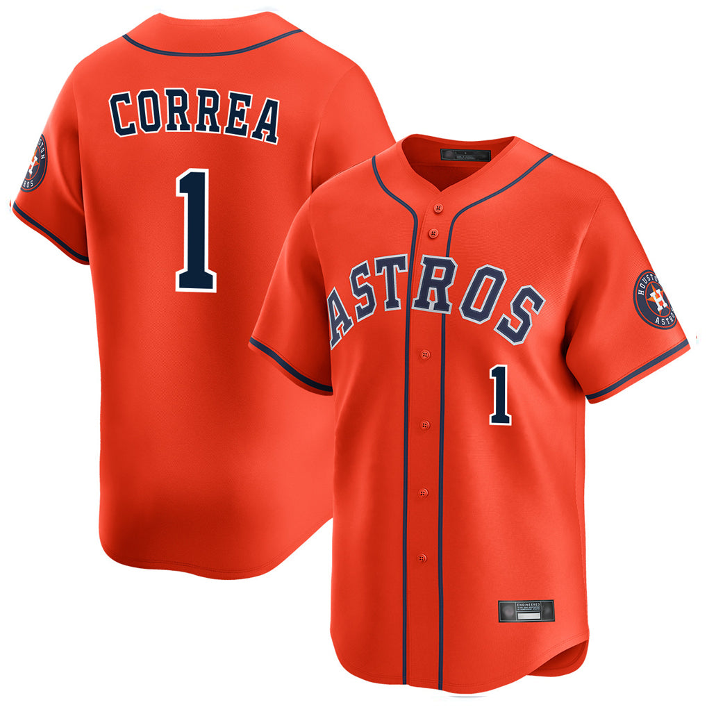 H.Astros #1 Carlos Correa Player Orange Home Limited Hdoa Stitched Jerseys