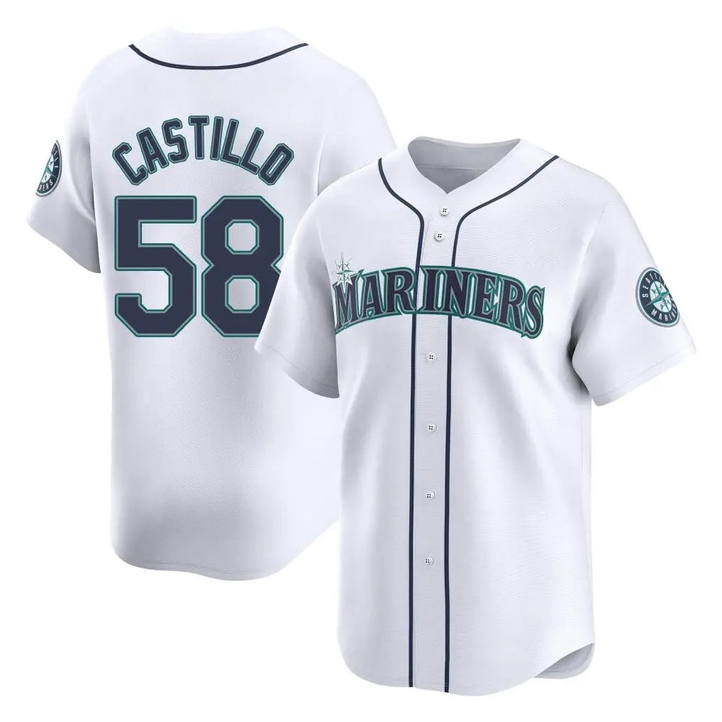 S.Mariners #58 Luis Castillo Player White Home Limited Hdoa Stitched Jerseys