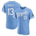 KC.Royals #13 Salvador Perez Player Light Blue Alt Limited Elite Home Hdoa Stitched Jerseys