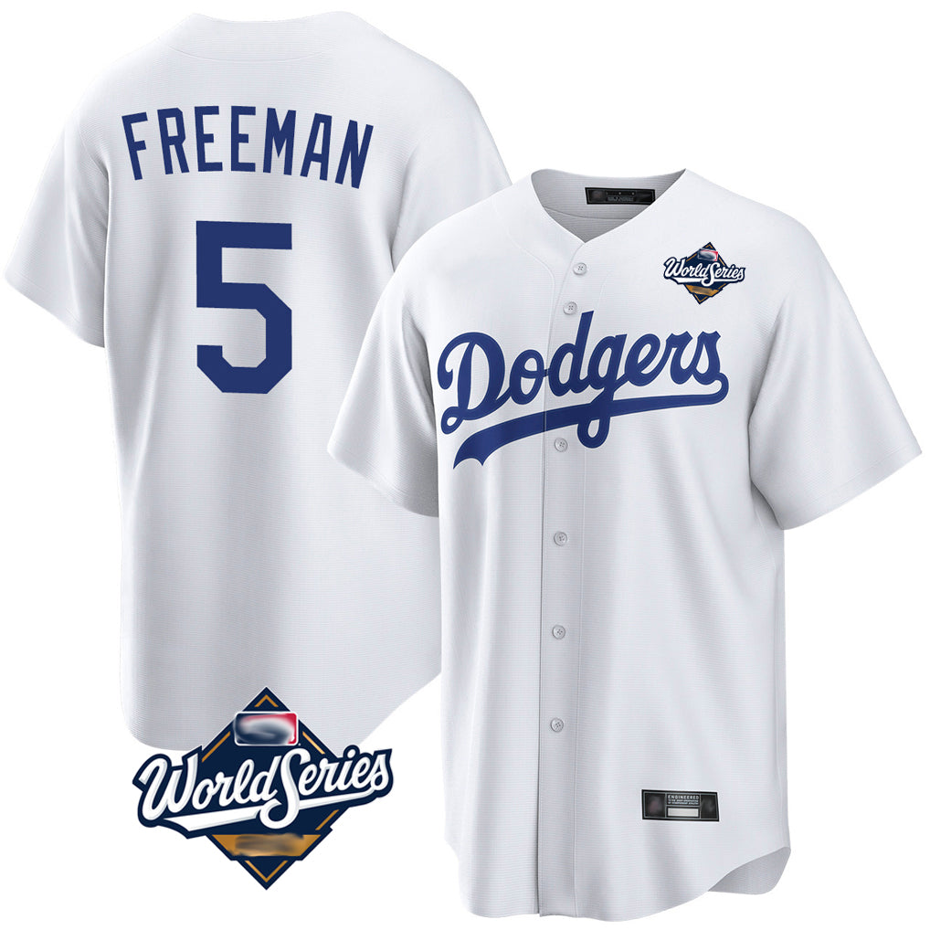 LA.Dodgers #5 Freddie Freeman Player White World Series Game Home Hdoa Stitched Jerseys