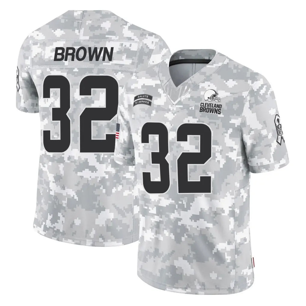 C.Browns #32 Jim Brown Player Arctic Camo Salute to Service Limited Home Game Hdoa Stitched Jerseys