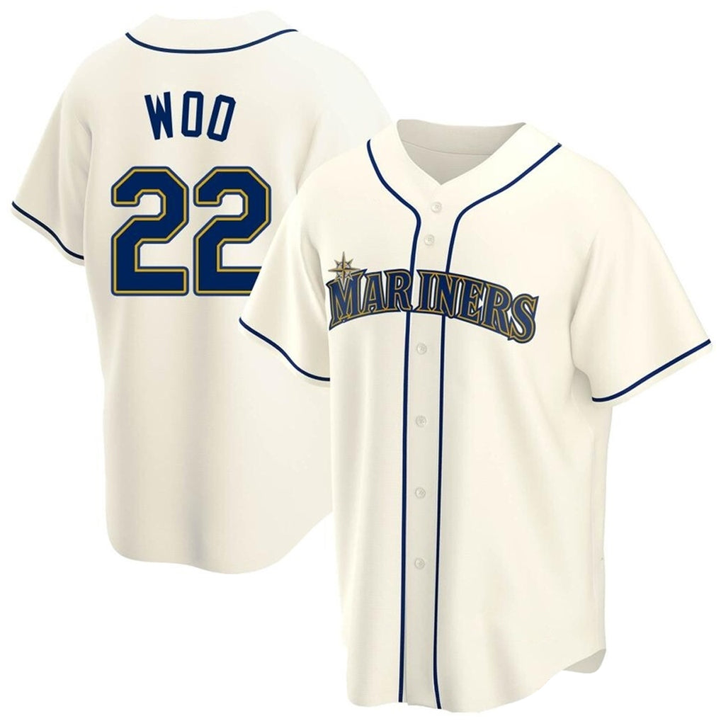 S.Mariners #22 Bryan Woo Player Cream Home Game Hdoa Stitched Jerseys