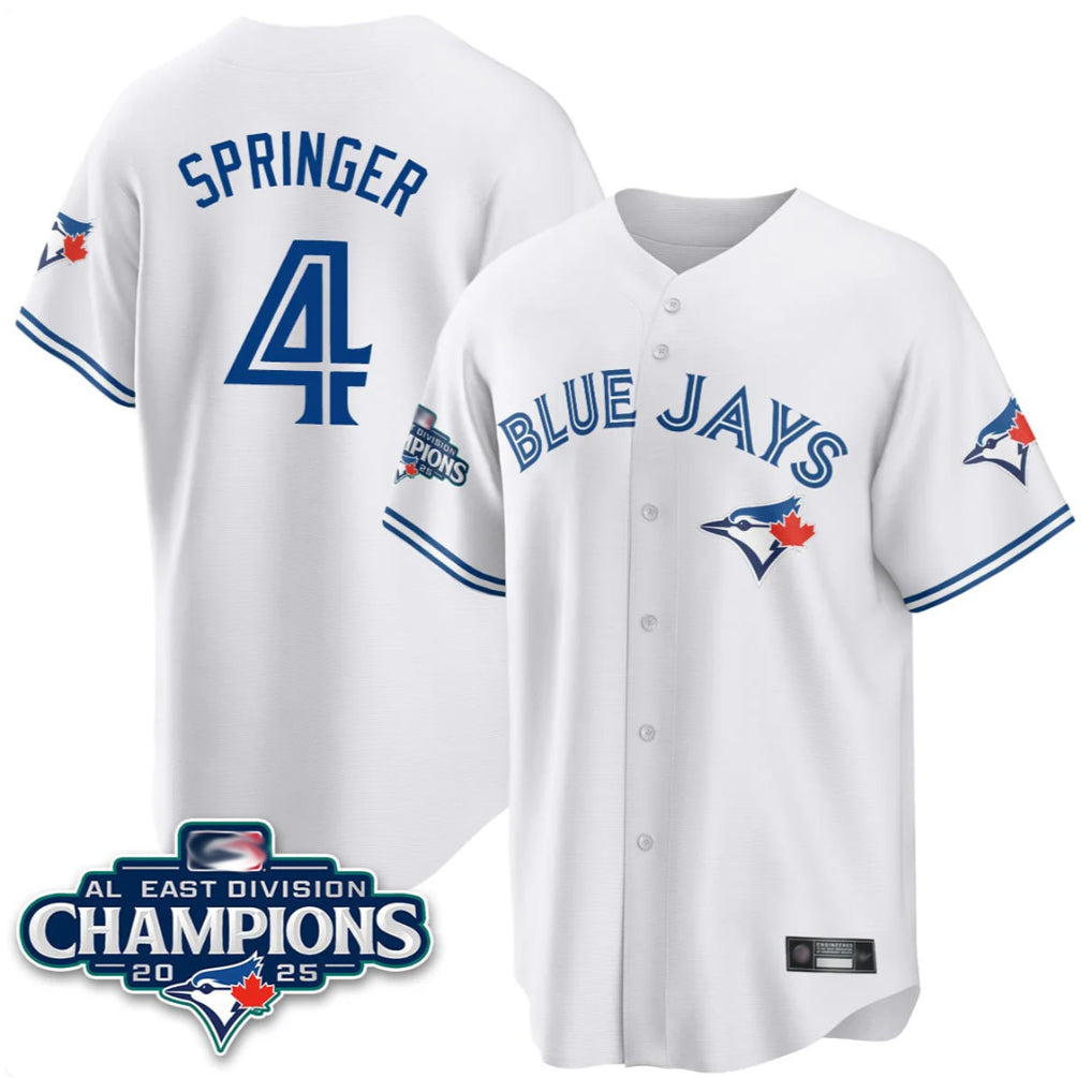 T.Blue Jays #4 George Springer Player White 2025 World Series Hdoa Stitched Jerseys