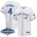 T.Blue Jays #4 George Springer Player White 2025 World Series Hdoa Stitched Jerseys