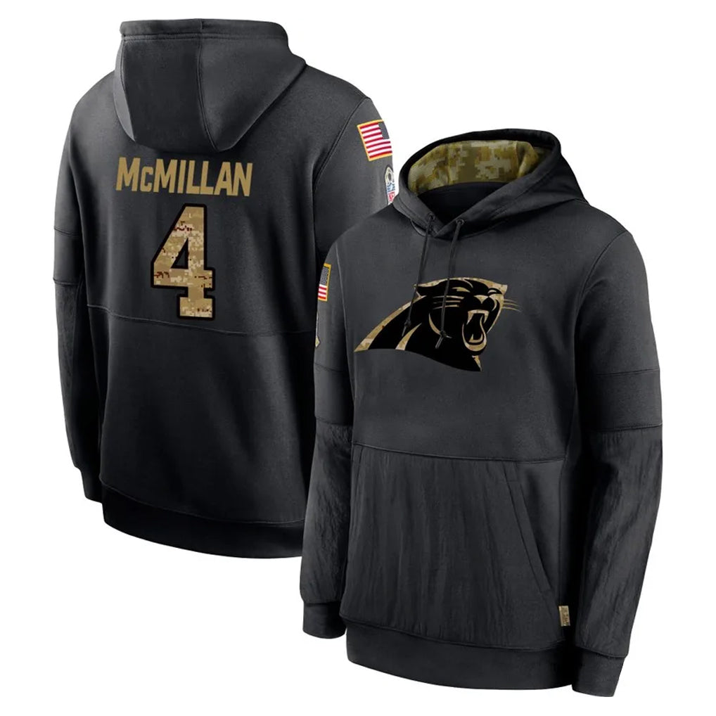 C.Panthers #4 Tetairoa McMillan Player Black Salute to Service Pullover Hoodies Limited Game Hdoa Stitched Jerseys