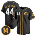 C.Reds #44 Elly De La Cruz Player Black-Gold Vapor Premier Limited Home Hdoa Stitched Jerseys