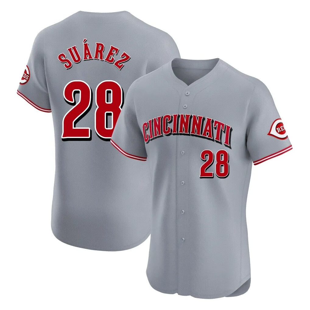 C.Reds #28 Eugenio Su¨¢rez Player Gray Limited Elite Home Hdoa Stitched Jerseys