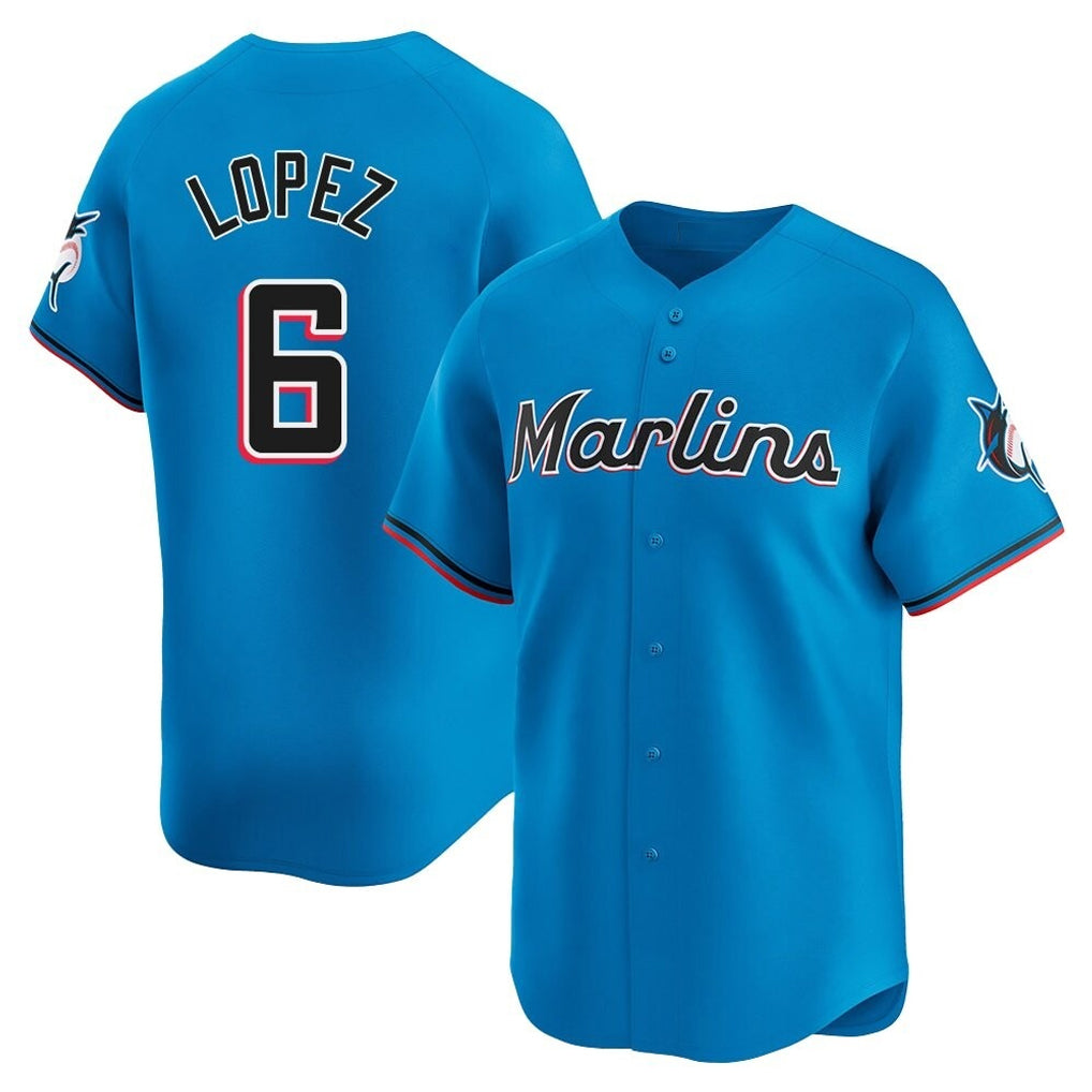 M.Marlins #6 Otto Lopez Player Blue Home Limited Hdoa Stitched Jerseys