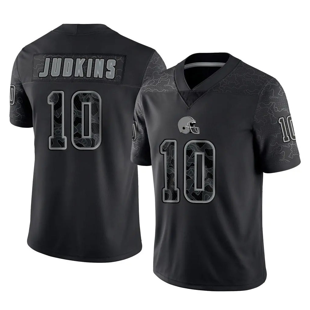 C.Browns #10 Quinshon Judkins Player Black Reflective Home Game Hdoa Stitched Jerseys