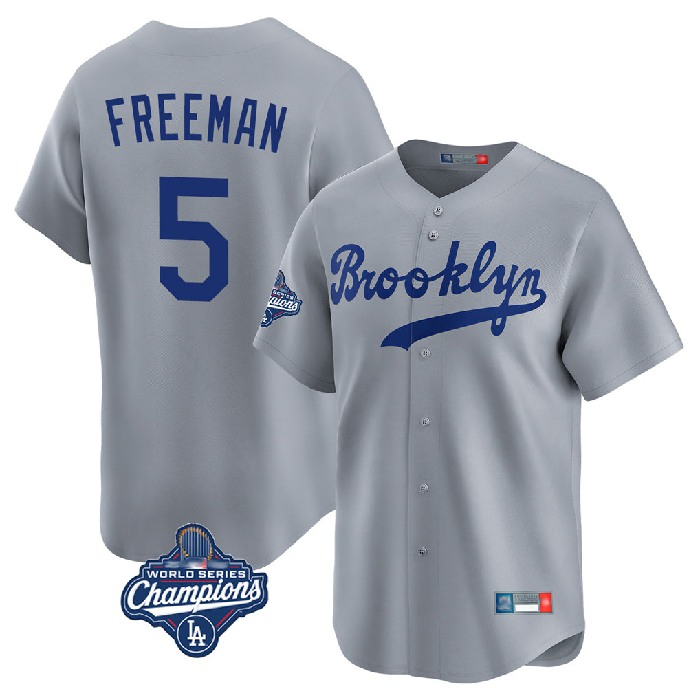 LA.Dodgers #5 Freddie Freeman Player Gray World Series Meet Game Limited Home Hdoa Stitched Jerseys
