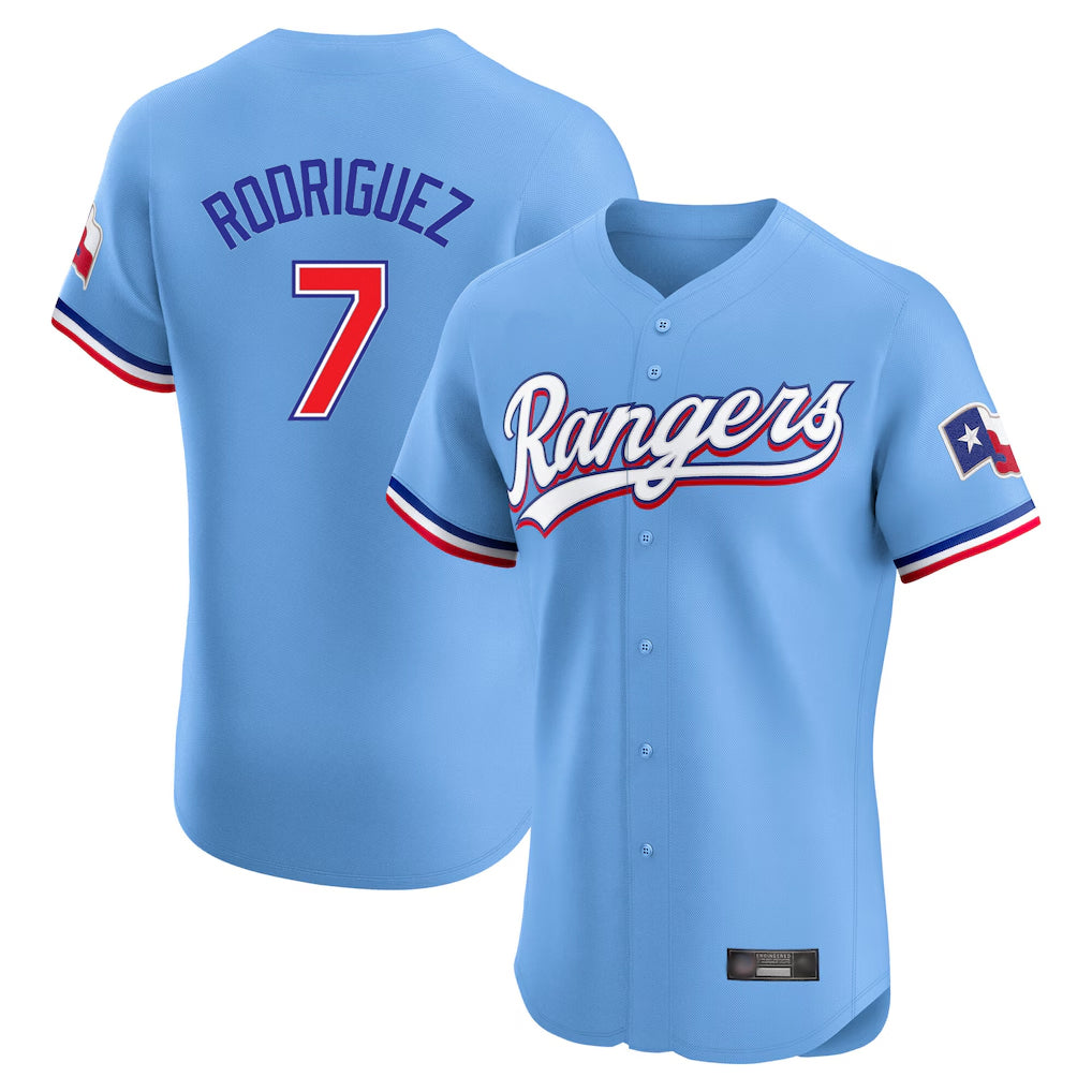 T.Rangers #7 Ivan Rodriguez Player Light Blue Limited Home Elite Hdoa Stitched Jerseys